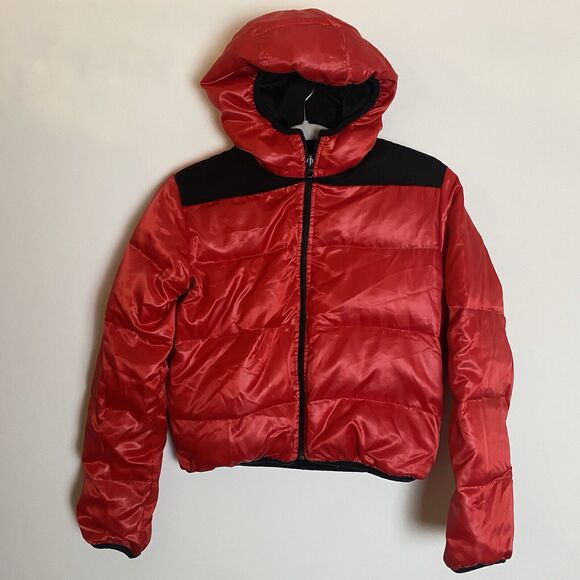 Vintage Ralph Lauren Womens Quilted Down Puffer Jacket Red Hood Sz Small - Picture 1 of 11